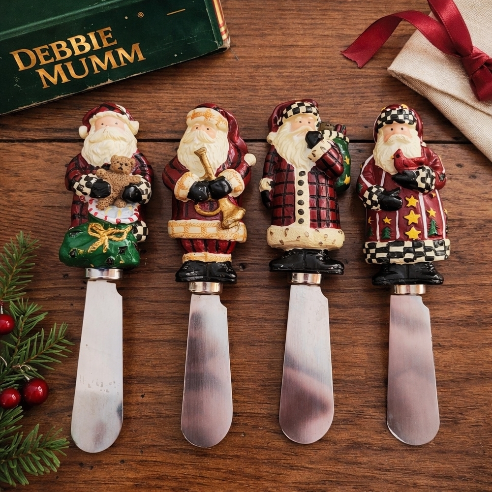 Debbie Mumm Santa Spreader Set of 4 | Vintage 1999 | Boston Warehouse | Boxed